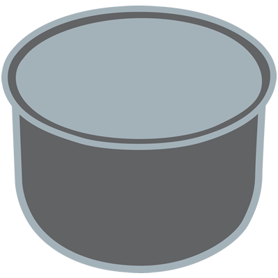 Илюстрация на обикновен, сив, цилиндричен контейнер Мултикукър TWIST 5л без видим капак или съдържание.
