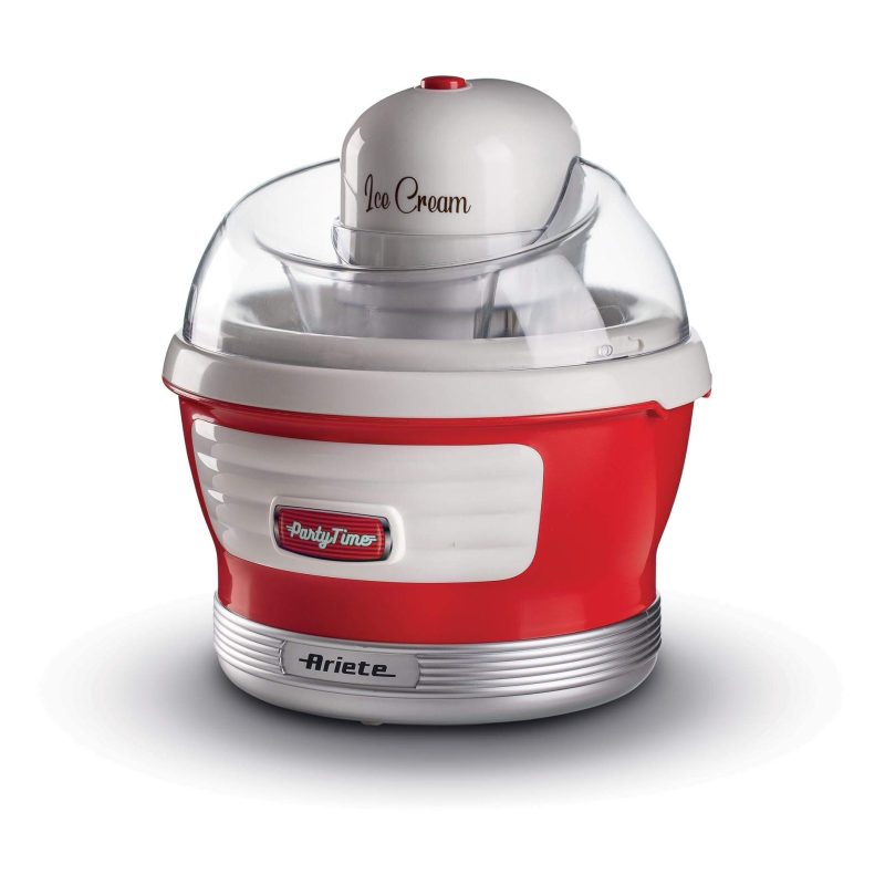 A red and white ice cream maker on a white background, машина за сладолед.