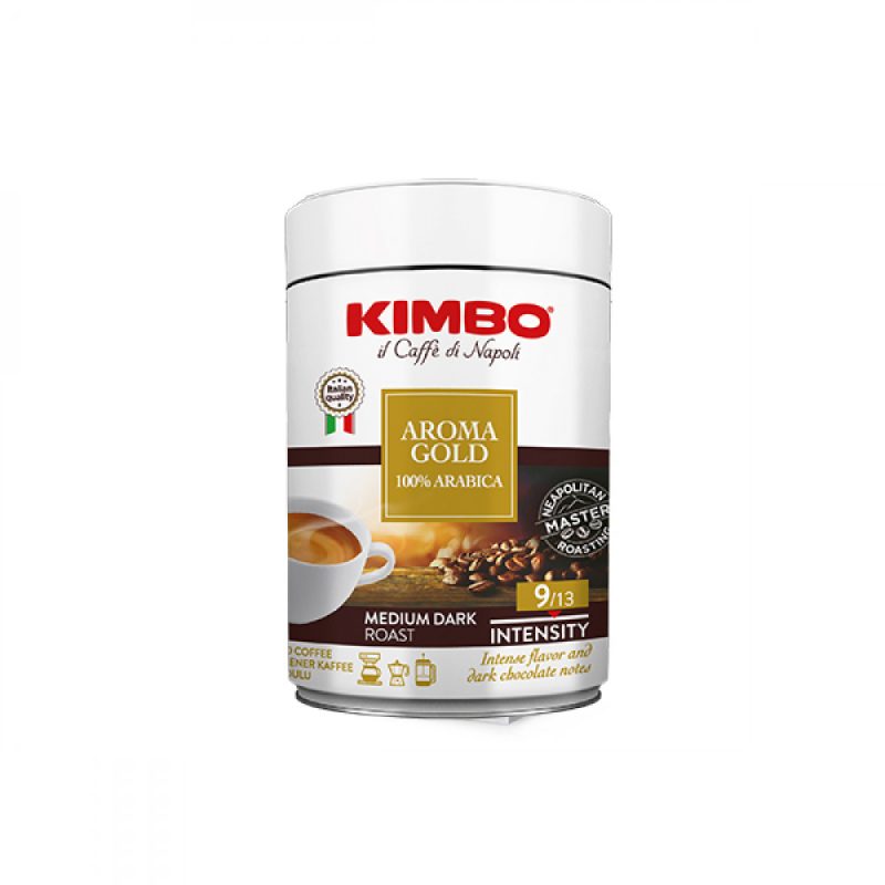 Кутия KIMBO AROMA GOLD – МЛЯНО КАФЕ 250 ГР. кафе в бял съд.