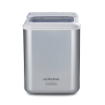 Ледогенераторът Ice Machine, 12 кг/24 ч., в сребрист цвят с бял горен панел и прозрачен капак, съчетава функциите на традиционна машина за сладолед и практична машина за лед – идеален избор за всяка кухня.