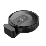 Черният робот-прахосмукачка X-Clean 3в1 с Wi-Fi е поставен върху зарядната си станция, като на елегантната му кръгла горна част се виждат бутони и индикаторни лампи — съвременният му дизайн напомня стила на съвременните машини за домашен сладолед.